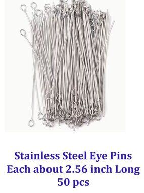 Stainless Steel Eye Pins, Each about 2.56 inch Long